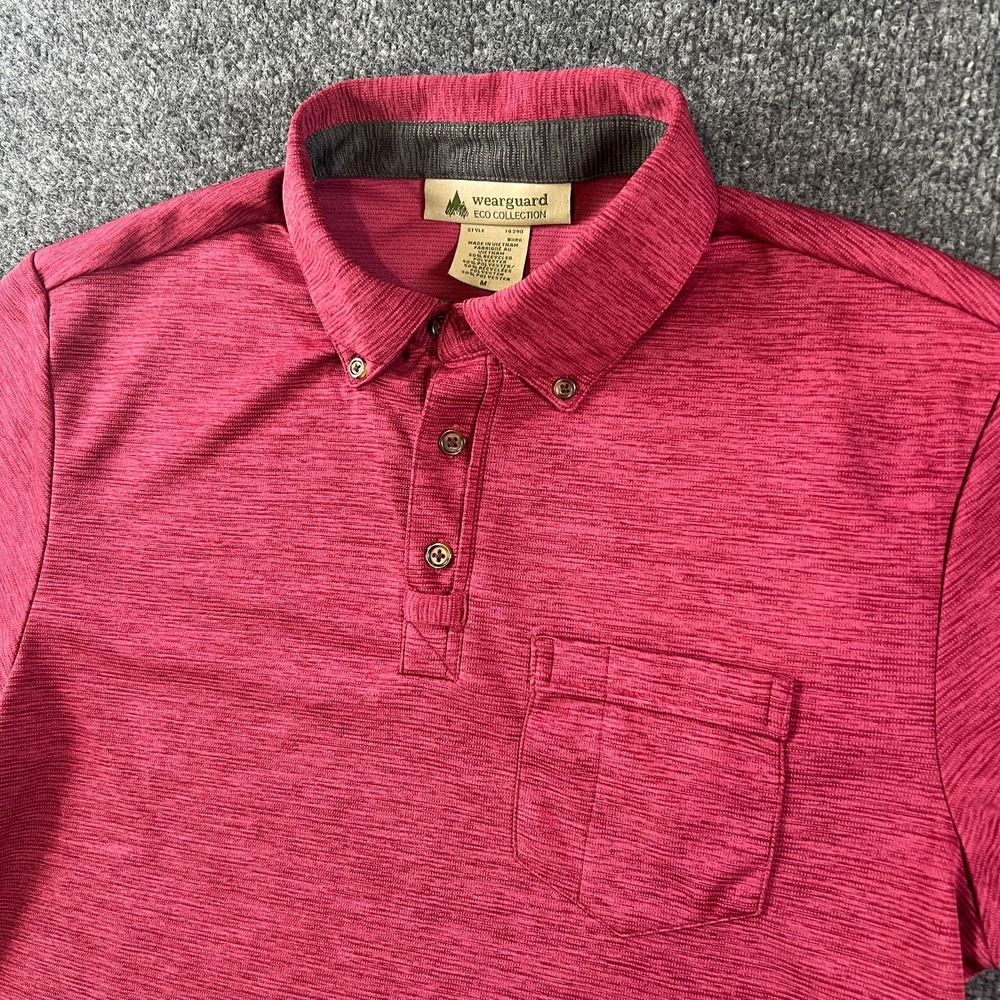 WearGuard Eco Collection Polo Shirt Mens Medium Pink Golf Modern Fit Button Down